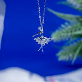 Silver White Dancing Doll Pendant With Chain